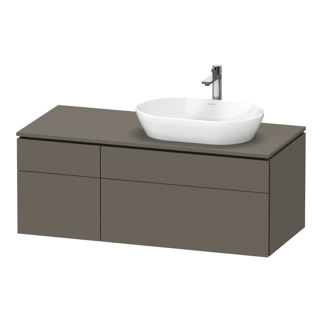 Duravit L-Cube – Έπιπλο Νιπτήρα – 1220 mm, για κονσόλα, 4 συρτάρια, νιπτήρας δεξιά – Flannel Grey Satin Matt, Lacquer (LC4874090900000)