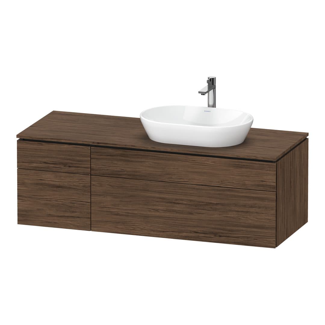 Duravit L-Cube – Έπιπλο Νιπτήρα – 1420 mm, για κονσόλα, 4 συρτάρια, νιπτήρας δεξιά – Walnut dark Matt, Decor (LC4875021210000)