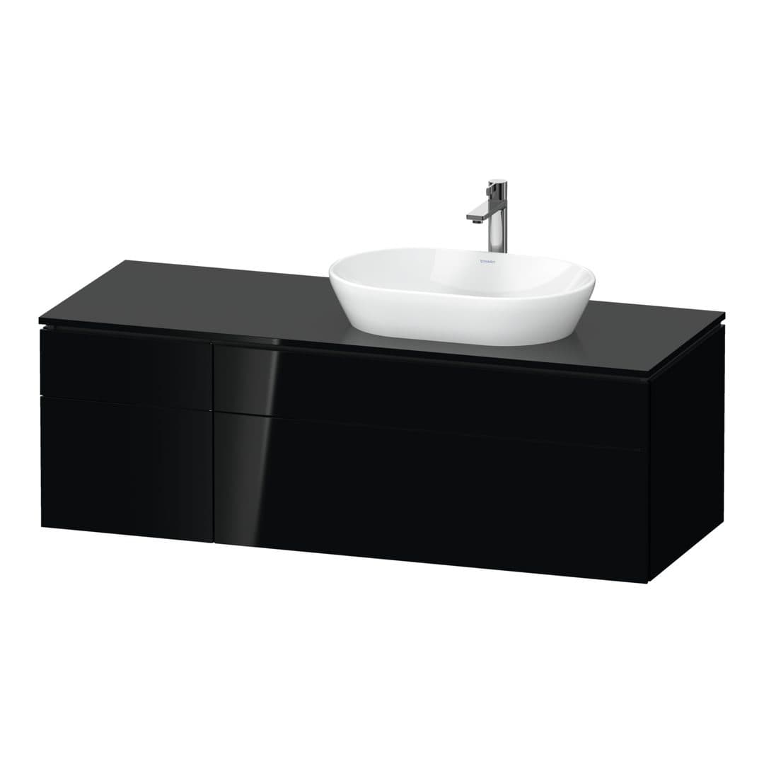 Duravit L-Cube – Έπιπλο Νιπτήρα – 1420 mm, για κονσόλα, 4 συρτάρια, νιπτήρας δεξιά – Black High Gloss, Lacquer (LC4875040400000)
