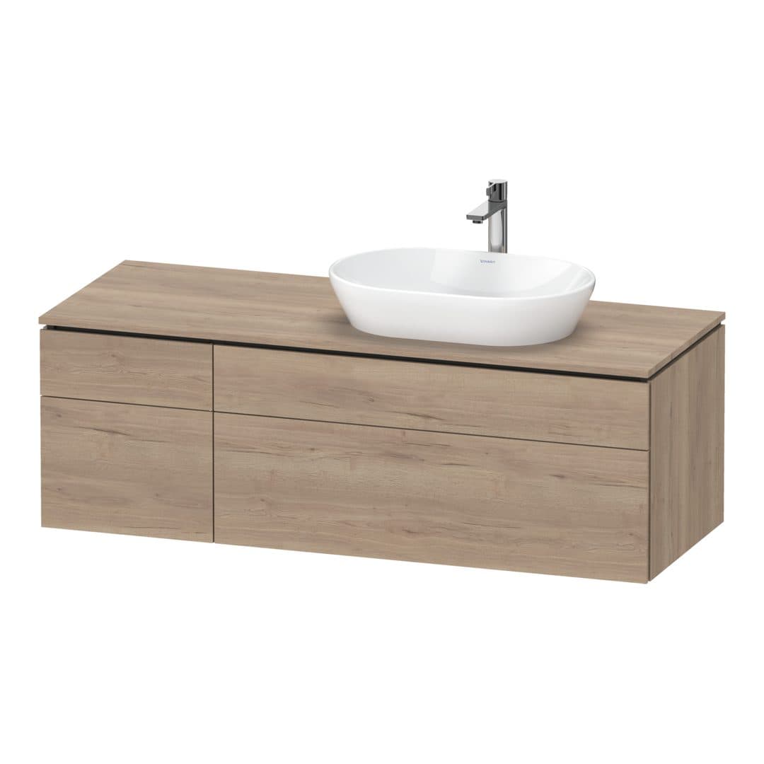 Duravit L-Cube – Έπιπλο Νιπτήρα – 1420 mm, για κονσόλα, 4 συρτάρια, νιπτήρας δεξιά – Marbled Oak Matt, Decor (LC4875055550000)