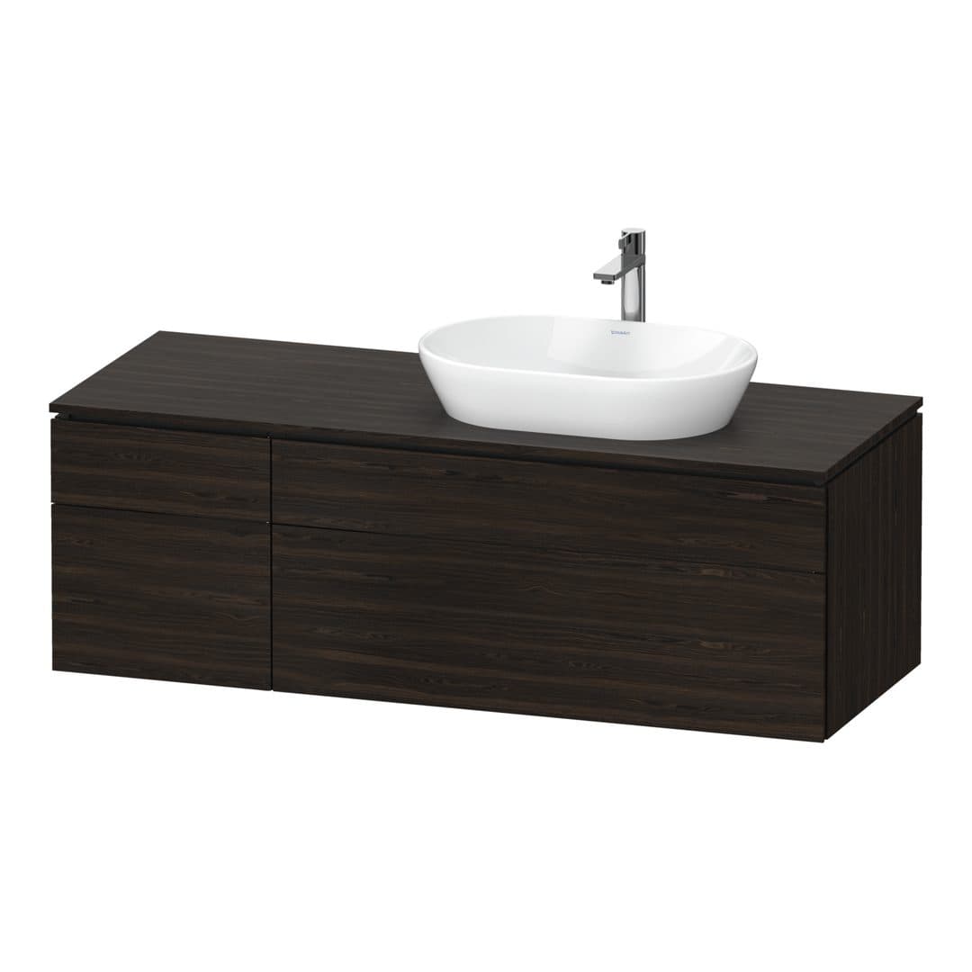 Duravit L-Cube – Έπιπλο Νιπτήρα – 1420 mm, για κονσόλα, 4 συρτάρια, νιπτήρας δεξιά – Brushed walnut Matt, Real wood veneer (LC4875069690000)