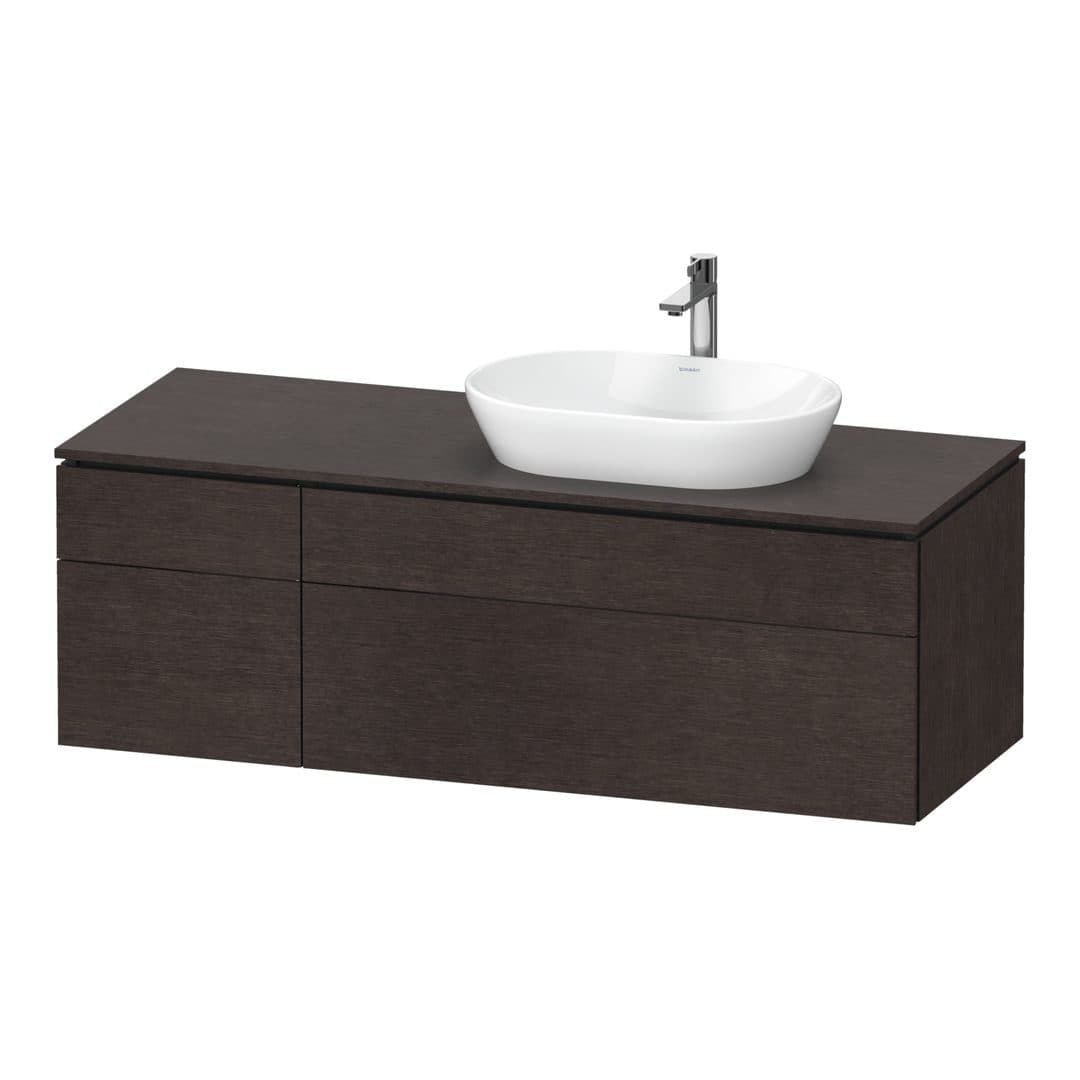 Duravit L-Cube – Έπιπλο Νιπτήρα – 1420 mm, για κονσόλα, 4 συρτάρια, νιπτήρας δεξιά – Brushed dark oak Matt, Real wood veneer (LC4875072720000)