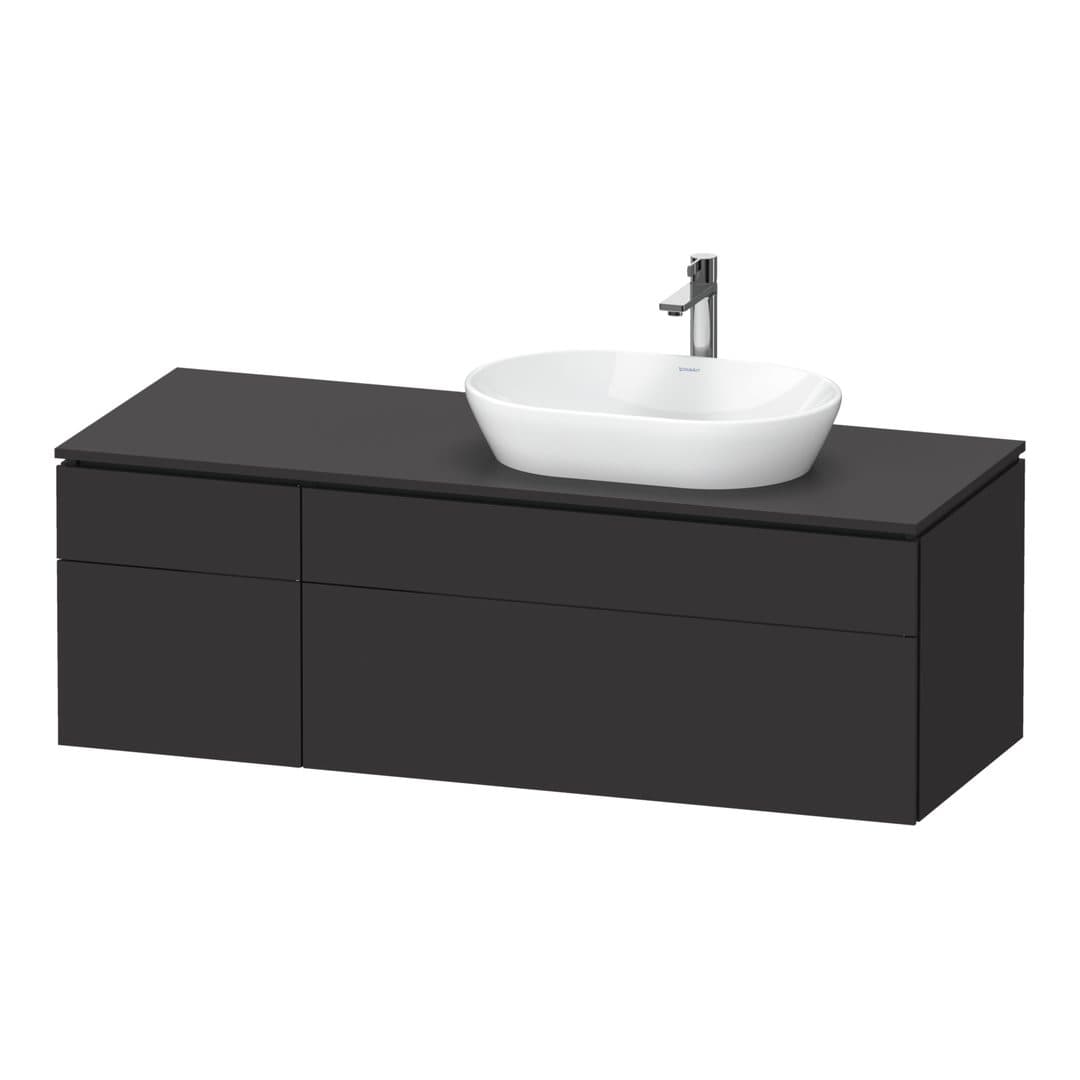 Duravit L-Cube – Έπιπλο Νιπτήρα – 1420 mm, για κονσόλα, 4 συρτάρια, νιπτήρας δεξιά – Graphite Super Matt, Decor (LC4875080800000)