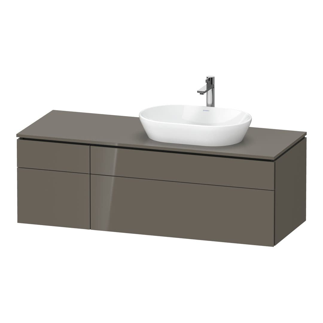 Duravit L-Cube – Έπιπλο Νιπτήρα – 1420 mm, για κονσόλα, 4 συρτάρια, νιπτήρας δεξιά – Flannel Grey High Gloss, Lacquer (LC4875089890000)