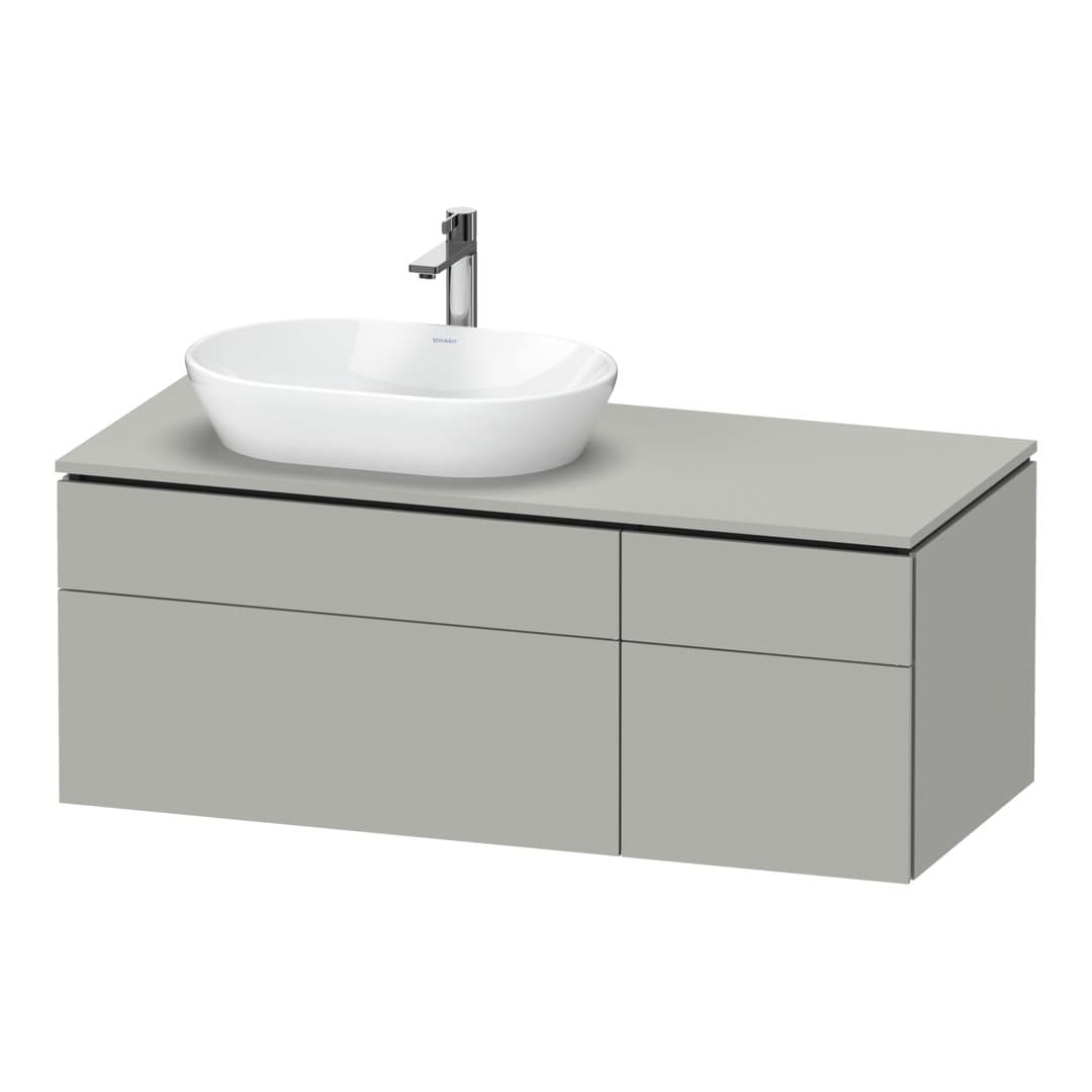 Duravit L-Cube – Έπιπλο Νιπτήρα – 1220 mm, για κονσόλα, 4 συρτάρια, νιπτήρας αριστερά – Concrete grey Matt, Decor (LC4876007070000)