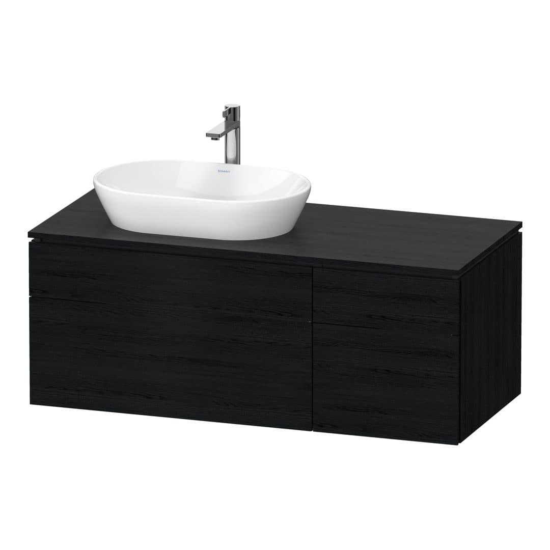 Duravit L-Cube – Έπιπλο Νιπτήρα – 1220 mm, για κονσόλα, 4 συρτάρια, νιπτήρας αριστερά – Black oak Matt, Decor (LC4876016160000)