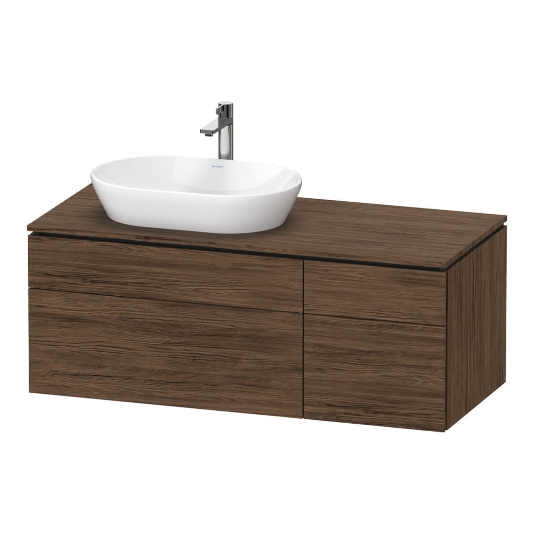 Duravit L-Cube – Έπιπλο Νιπτήρα – 1220 mm, για κονσόλα, 4 συρτάρια, νιπτήρας αριστερά – Walnut dark Matt, Decor (LC4876021210000)
