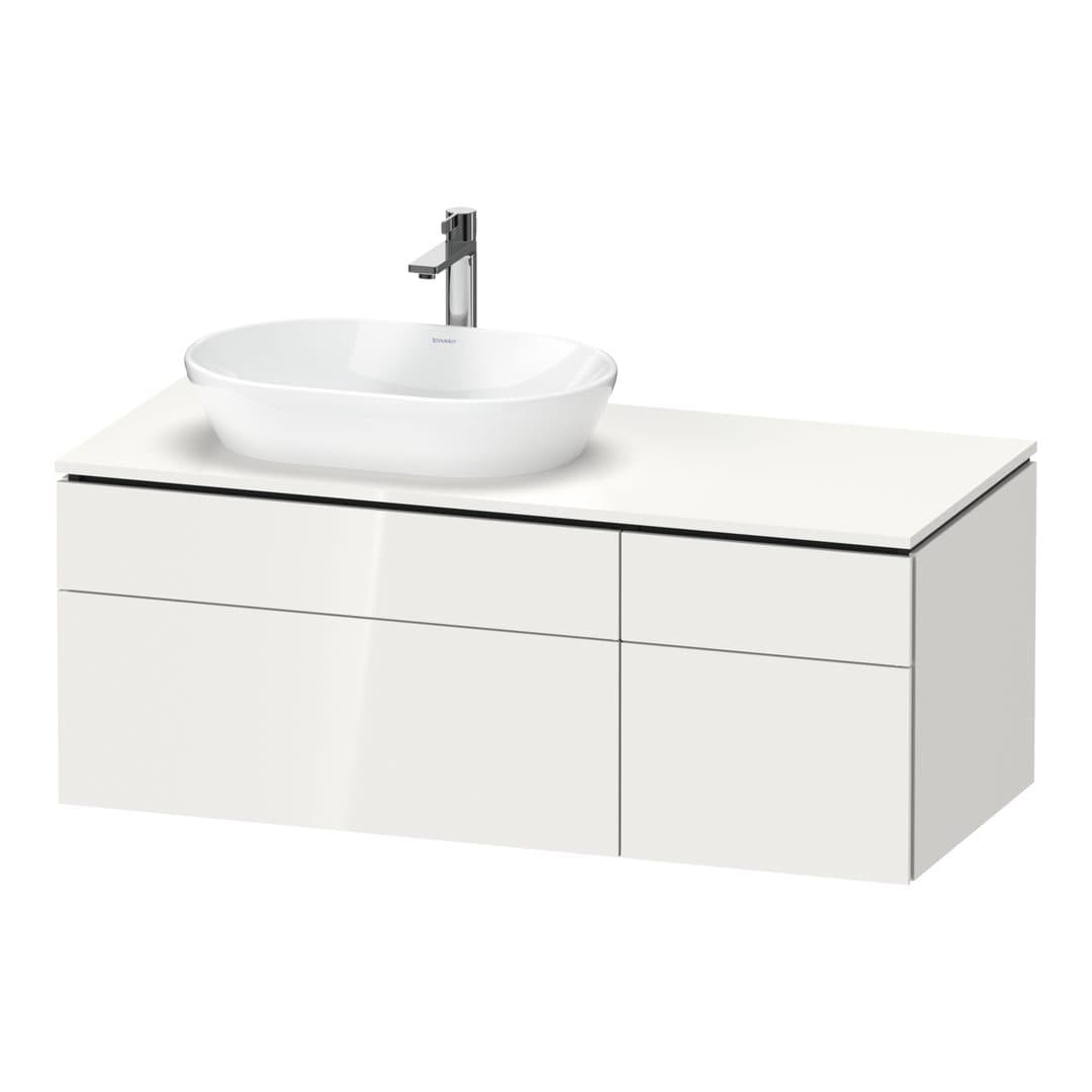 Duravit L-Cube – Έπιπλο Νιπτήρα – 1220 mm, για κονσόλα, 4 συρτάρια, νιπτήρας αριστερά – White High Gloss, Decor (LC4876022220000)