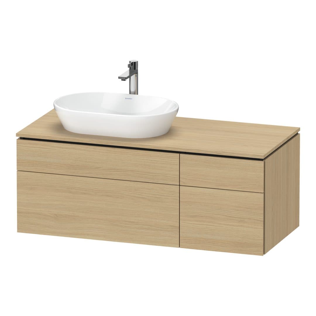 Duravit L-Cube – Έπιπλο Νιπτήρα – 1220 mm, για κονσόλα, 4 συρτάρια, νιπτήρας αριστερά – Natural oak, Decor (LC4876030300000)