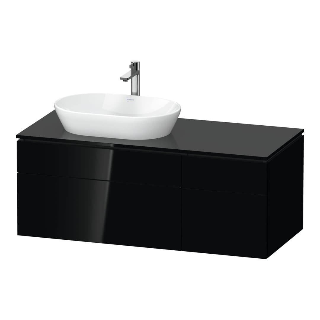 Duravit L-Cube – Έπιπλο Νιπτήρα – 1220 mm, για κονσόλα, 4 συρτάρια, νιπτήρας αριστερά – Black High Gloss, Lacquer (LC4876040400000)