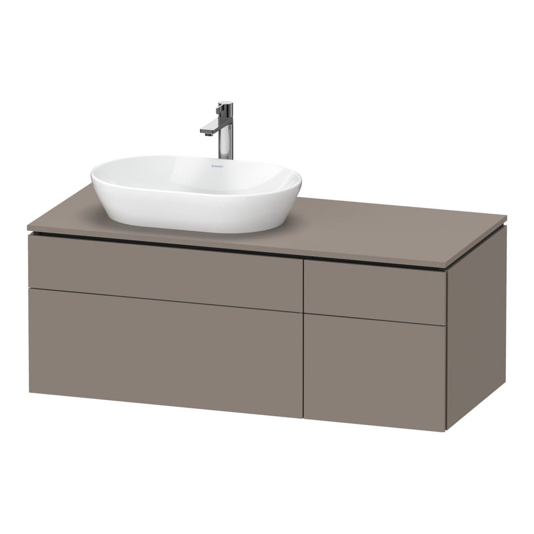 Duravit L-Cube – Έπιπλο Νιπτήρα – 1220 mm, για κονσόλα, 4 συρτάρια, νιπτήρας αριστερά – Basalte Matt, Decor (LC4876043430000)