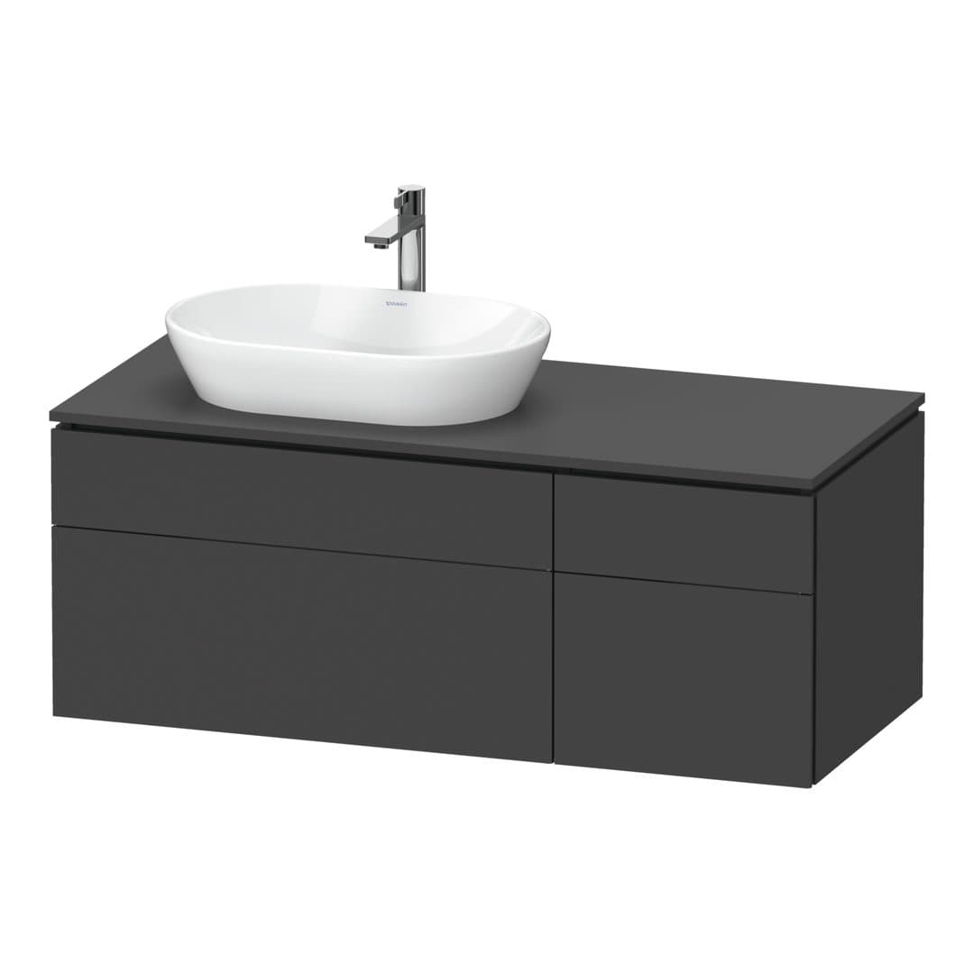 Duravit L-Cube – Έπιπλο Νιπτήρα – 1220 mm, για κονσόλα, 4 συρτάρια, νιπτήρας αριστερά – Graphite Matt, Decor (LC4876049490000)