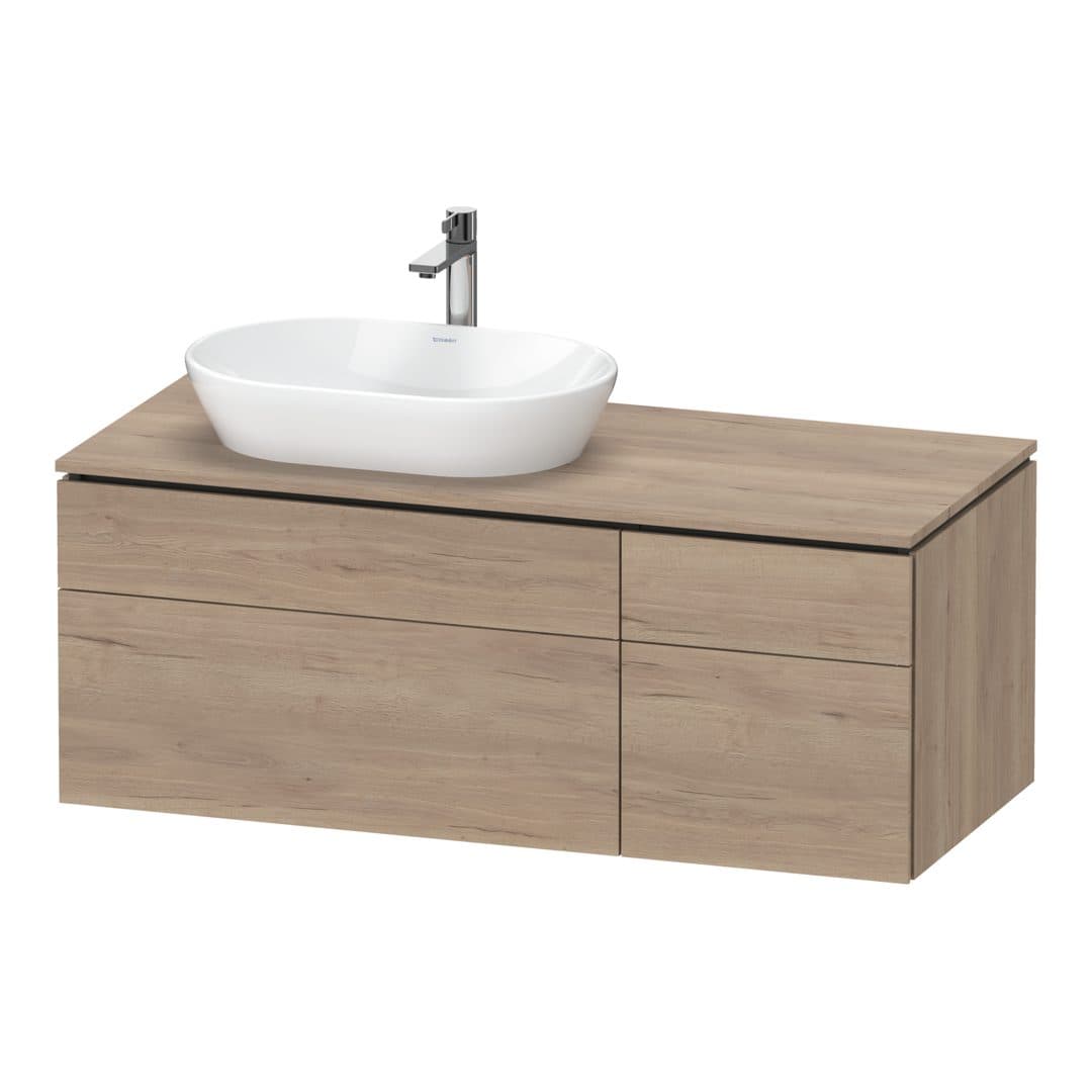 Duravit L-Cube – Έπιπλο Νιπτήρα – 1220 mm, για κονσόλα, 4 συρτάρια, νιπτήρας αριστερά – Marbled Oak Matt, Decor (LC4876055550000)