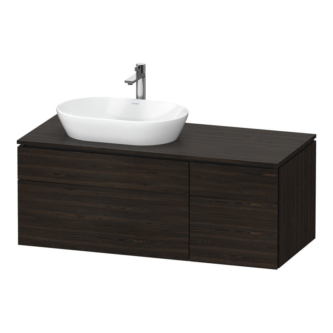 Duravit L-Cube – Έπιπλο Νιπτήρα – 1220 mm, για κονσόλα, 4 συρτάρια, νιπτήρας αριστερά – Brushed walnut Matt, Real wood veneer (LC4876069690000)