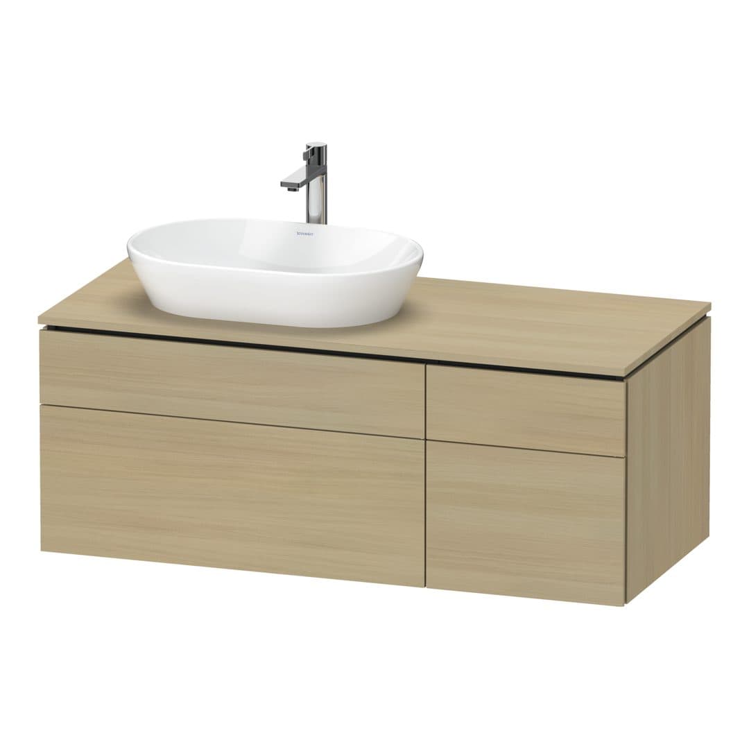 Duravit L-Cube – Έπιπλο Νιπτήρα – 1220 mm, για κονσόλα, 4 συρτάρια, νιπτήρας αριστερά – Mediterranean oak Matt, Real wood veneer (LC4876071710000)