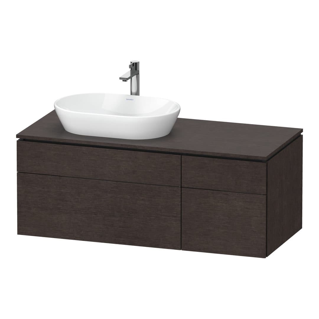 Duravit L-Cube – Έπιπλο Νιπτήρα – 1220 mm, για κονσόλα, 4 συρτάρια, νιπτήρας αριστερά – Brushed dark oak Matt, Real wood veneer (LC4876072720000)