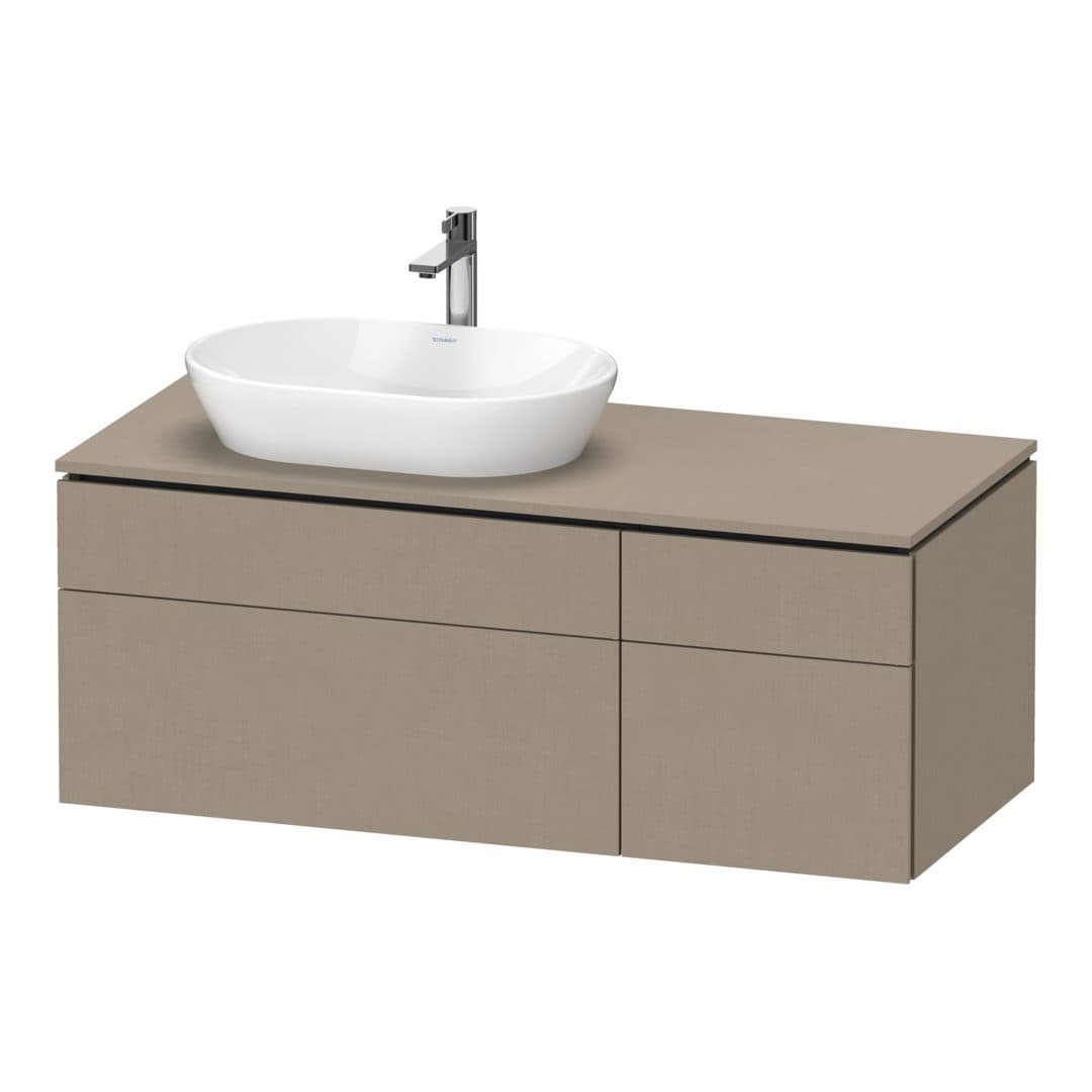 Duravit L-Cube – Έπιπλο Νιπτήρα – 1220 mm, για κονσόλα, 4 συρτάρια, νιπτήρας αριστερά – Linen Matt, Decor (LC4876075750000)