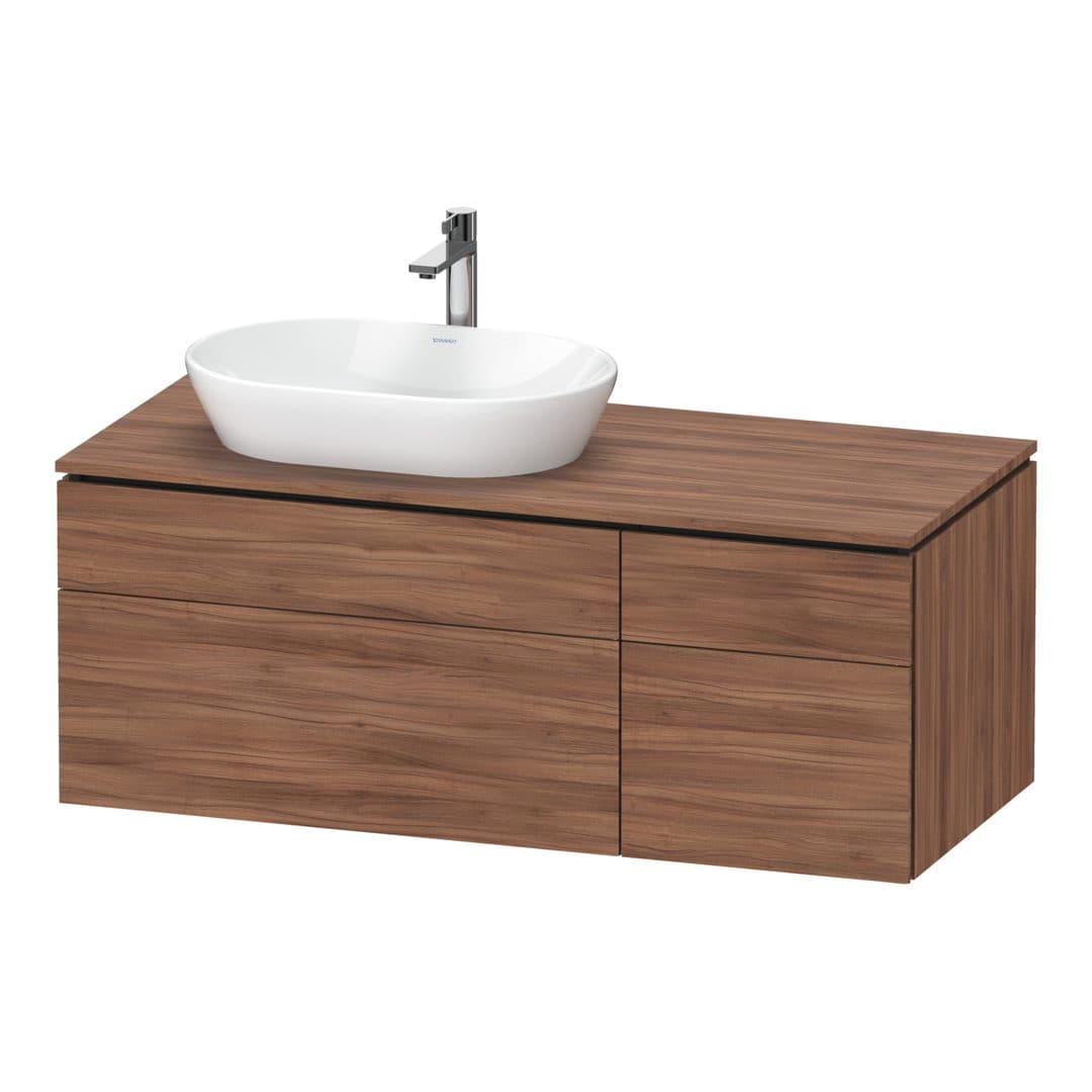 Duravit L-Cube – Έπιπλο Νιπτήρα – 1220 mm, για κονσόλα, 4 συρτάρια, νιπτήρας αριστερά – Walnut Matt, Decor (LC4876079790000)