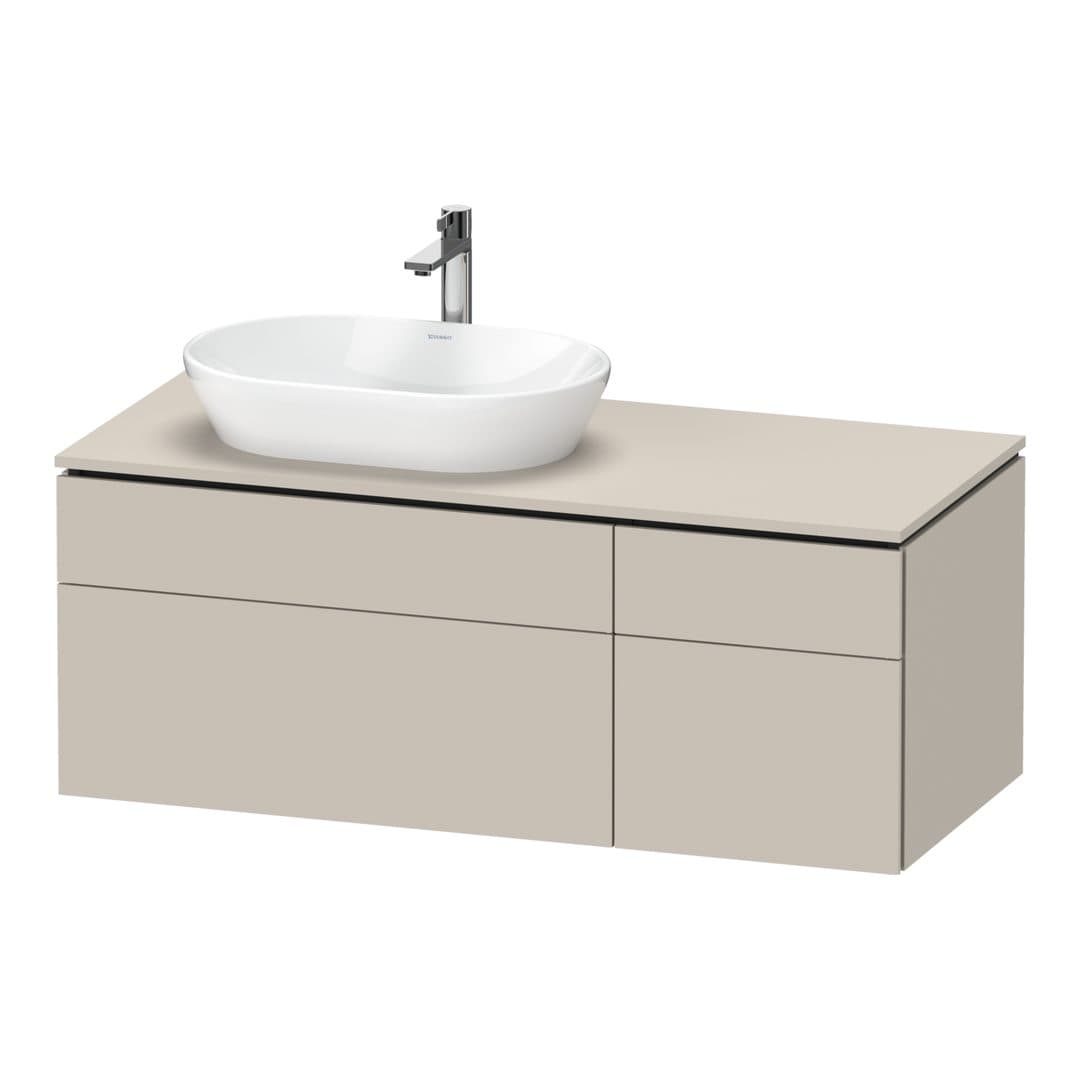 Duravit L-Cube – Έπιπλο Νιπτήρα – 1220 mm, για κονσόλα, 4 συρτάρια, νιπτήρας αριστερά – Taupe Super Matt, Decor (LC4876083830000)