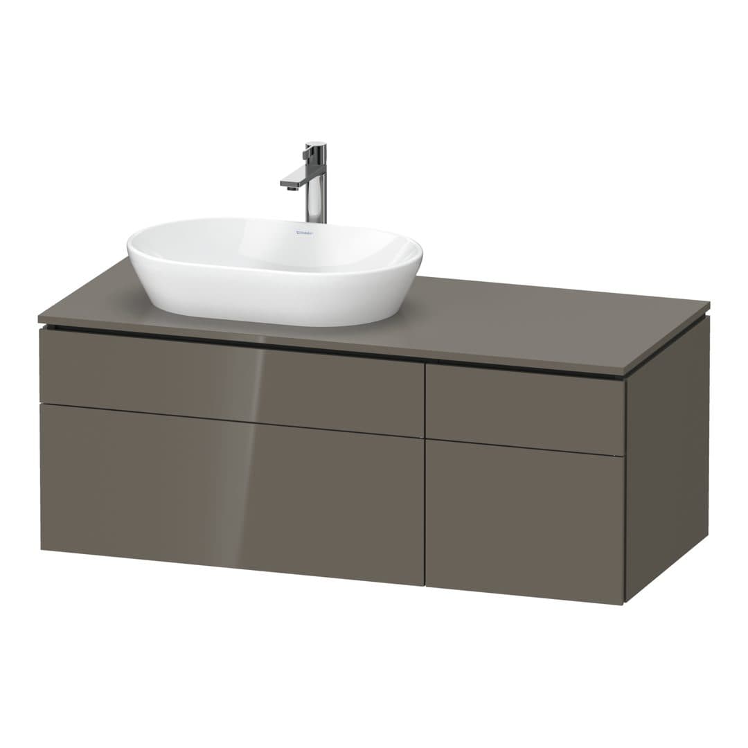 Duravit L-Cube – Έπιπλο Νιπτήρα – 1220 mm, για κονσόλα, 4 συρτάρια, νιπτήρας αριστερά – Flannel Grey High Gloss, Lacquer (LC4876089890000)