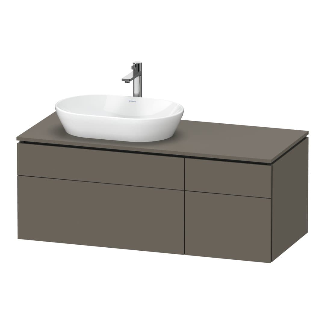 Duravit L-Cube – Έπιπλο Νιπτήρα – 1220 mm, για κονσόλα, 4 συρτάρια, νιπτήρας αριστερά – Flannel Grey Satin Matt, Lacquer (LC4876090900000)