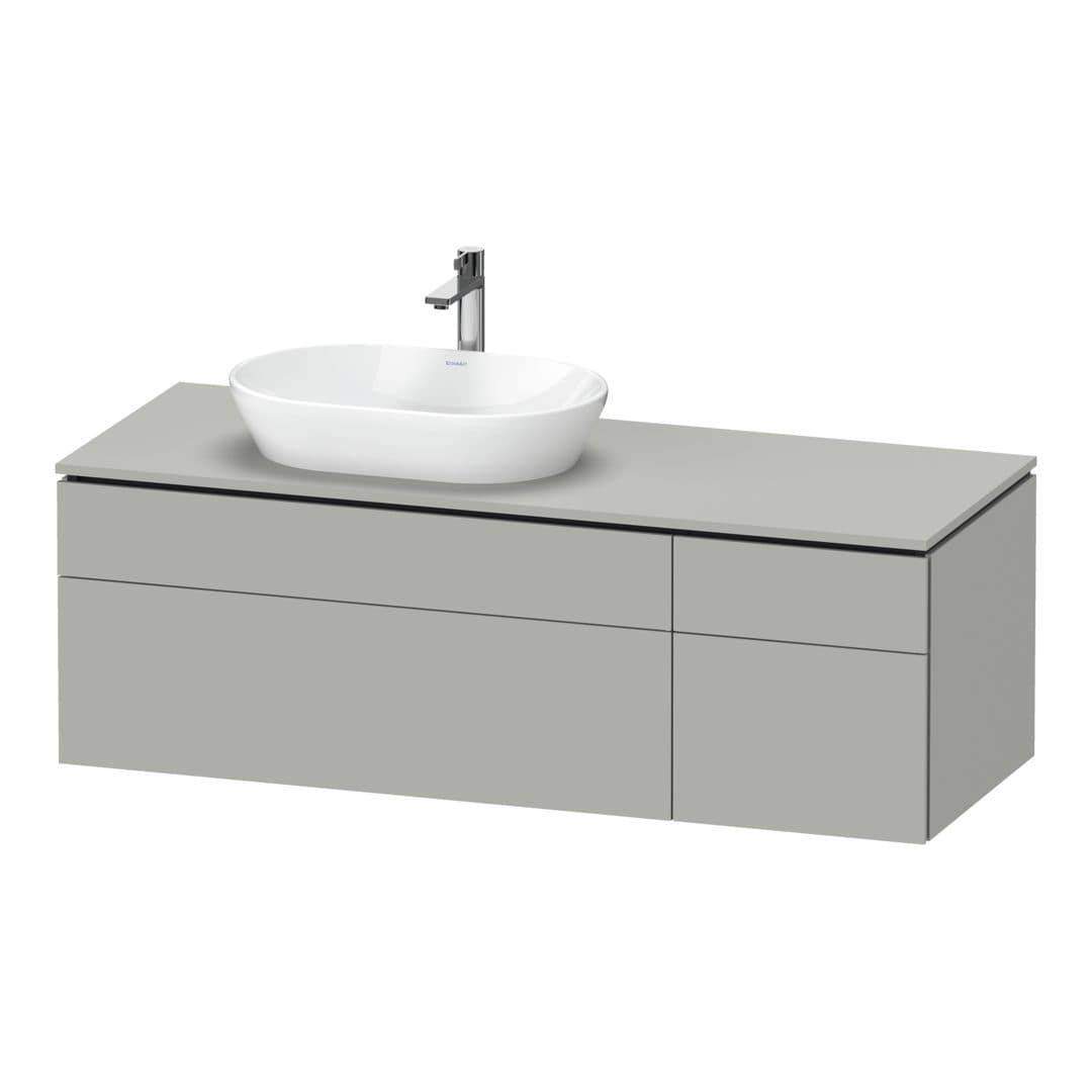 Duravit L-Cube – Έπιπλο Νιπτήρα – 1420 mm, για κονσόλα, 4 συρτάρια, νιπτήρας αριστερά – Concrete grey Matt, Decor (LC4877007070000)
