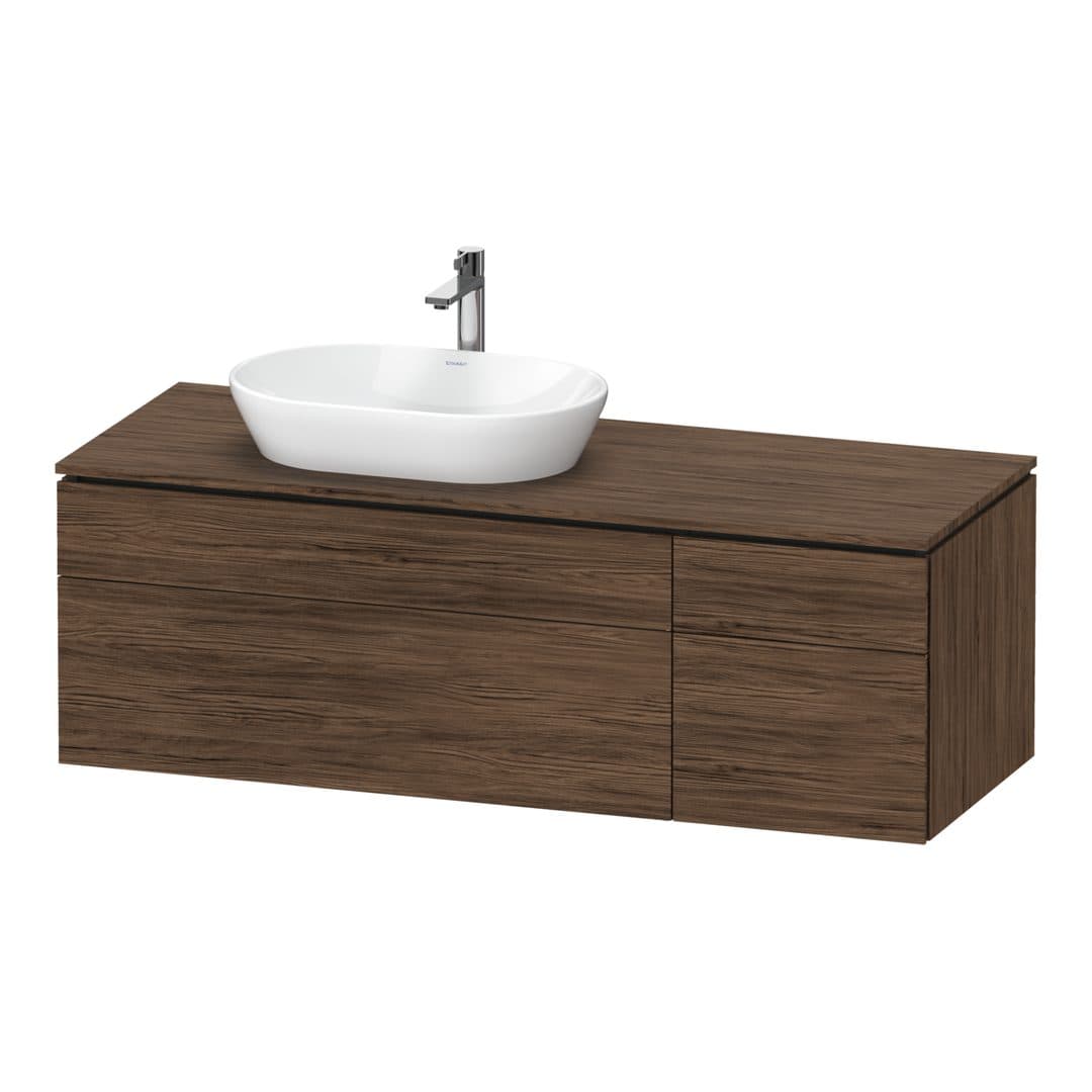 Duravit L-Cube – Έπιπλο Νιπτήρα – 1420 mm, για κονσόλα, 4 συρτάρια, νιπτήρας αριστερά – Walnut dark Matt, Decor (LC4877021210000)