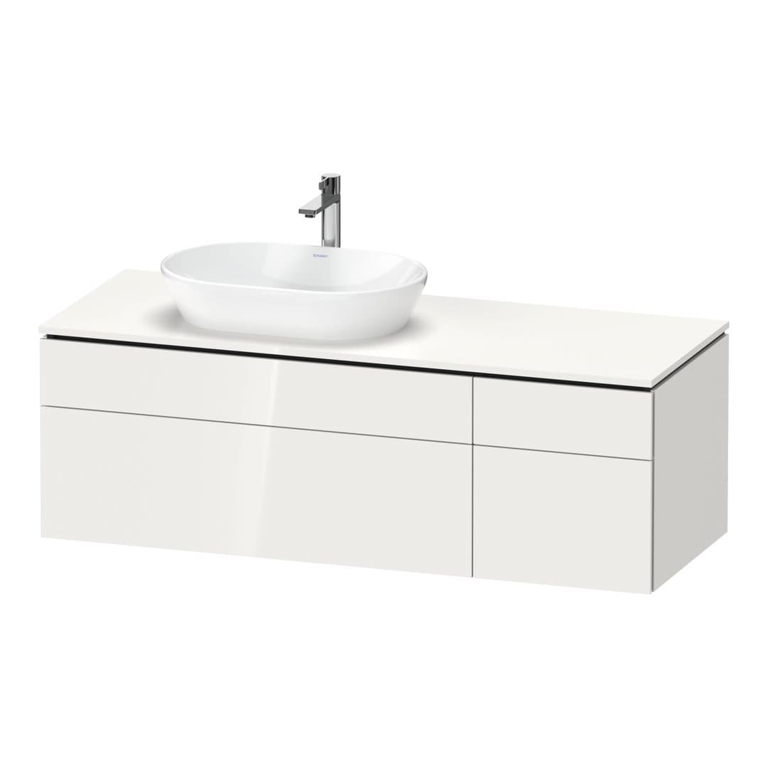 Duravit L-Cube – Έπιπλο Νιπτήρα – 1420 mm, για κονσόλα, 4 συρτάρια, νιπτήρας αριστερά – White High Gloss, Decor (LC4877022220000)