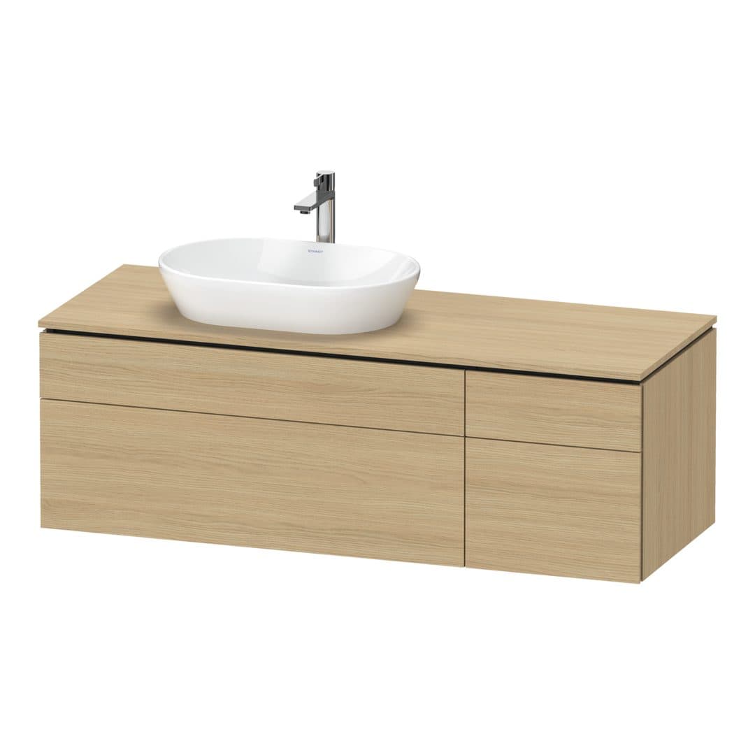Duravit L-Cube – Έπιπλο Νιπτήρα – 1420 mm, για κονσόλα, 4 συρτάρια, νιπτήρας αριστερά – Natural oak, Decor (LC4877030300000)