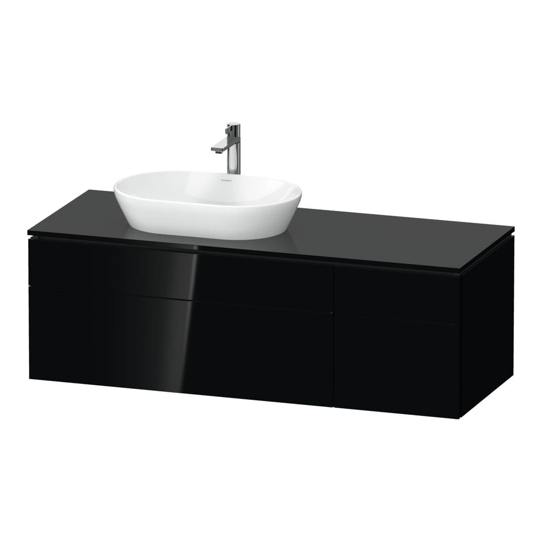Duravit L-Cube – Έπιπλο Νιπτήρα – 1420 mm, για κονσόλα, 4 συρτάρια, νιπτήρας αριστερά – Black High Gloss, Lacquer (LC4877040400000)