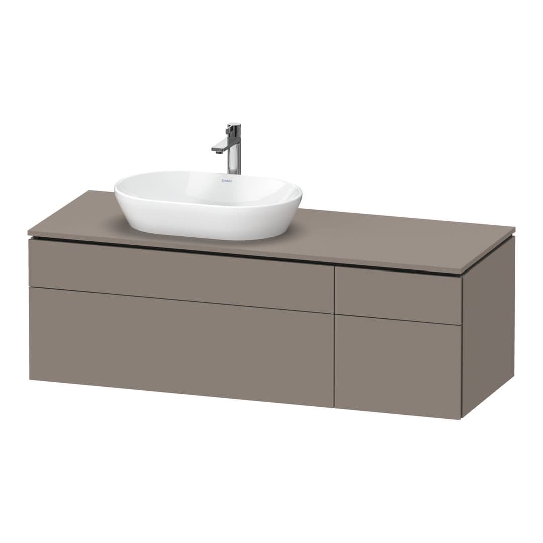 Duravit L-Cube – Έπιπλο Νιπτήρα – 1420 mm, για κονσόλα, 4 συρτάρια, νιπτήρας αριστερά – Basalte Matt, Decor (LC4877043430000)