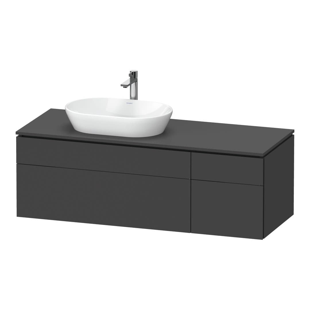 Duravit L-Cube – Έπιπλο Νιπτήρα – 1420 mm, για κονσόλα, 4 συρτάρια, νιπτήρας αριστερά – Graphite Matt, Decor (LC4877049490000)