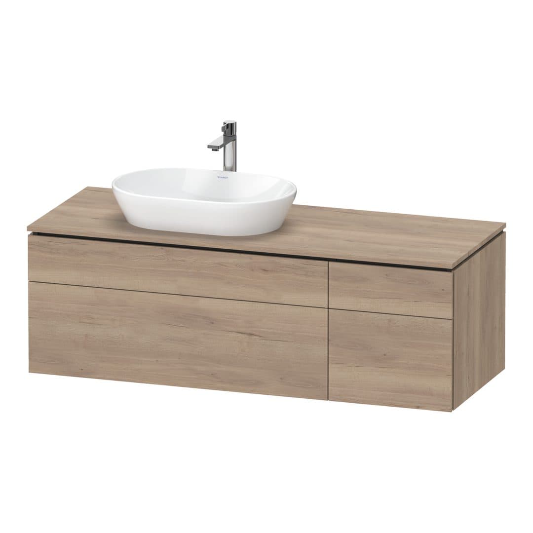 Duravit L-Cube – Έπιπλο Νιπτήρα – 1420 mm, για κονσόλα, 4 συρτάρια, νιπτήρας αριστερά – Marbled Oak Matt, Decor (LC4877055550000)