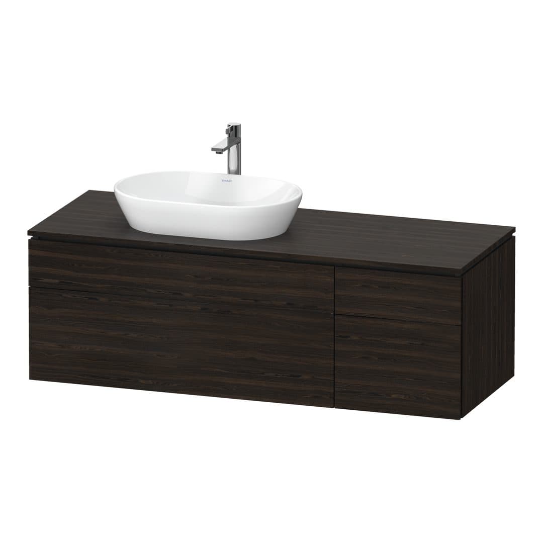 Duravit L-Cube – Έπιπλο Νιπτήρα – 1420 mm, για κονσόλα, 4 συρτάρια, νιπτήρας αριστερά – Brushed walnut Matt, Real wood veneer (LC4877069690000)