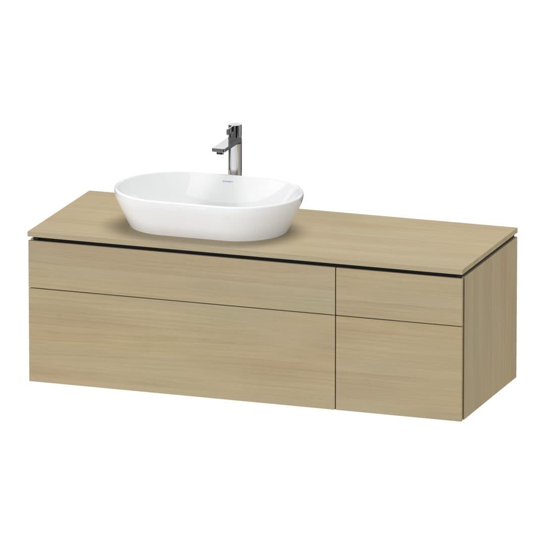 Duravit L-Cube – Έπιπλο Νιπτήρα – 1420 mm, για κονσόλα, 4 συρτάρια, νιπτήρας αριστερά – Mediterranean oak Matt, Real wood veneer (LC4877071710000)