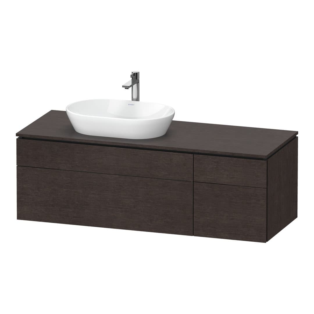 Duravit L-Cube – Έπιπλο Νιπτήρα – 1420 mm, για κονσόλα, 4 συρτάρια, νιπτήρας αριστερά – Brushed dark oak Matt, Real wood veneer (LC4877072720000)