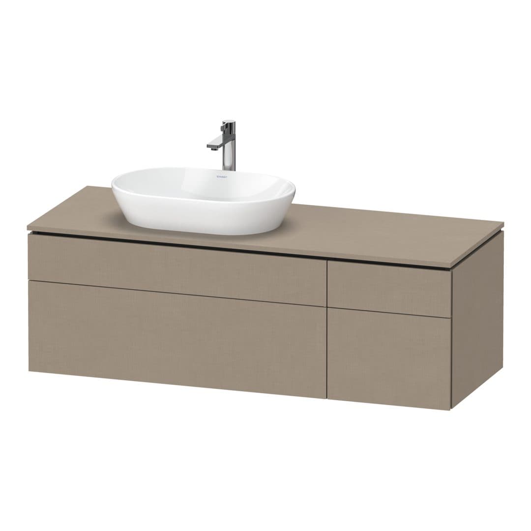 Duravit L-Cube – Έπιπλο Νιπτήρα – 1420 mm, για κονσόλα, 4 συρτάρια, νιπτήρας αριστερά – Linen Matt, Decor (LC4877075750000)