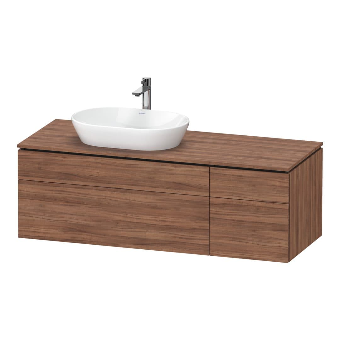 Duravit L-Cube – Έπιπλο Νιπτήρα – 1420 mm, για κονσόλα, 4 συρτάρια, νιπτήρας αριστερά – Walnut Matt, Decor (LC4877079790000)