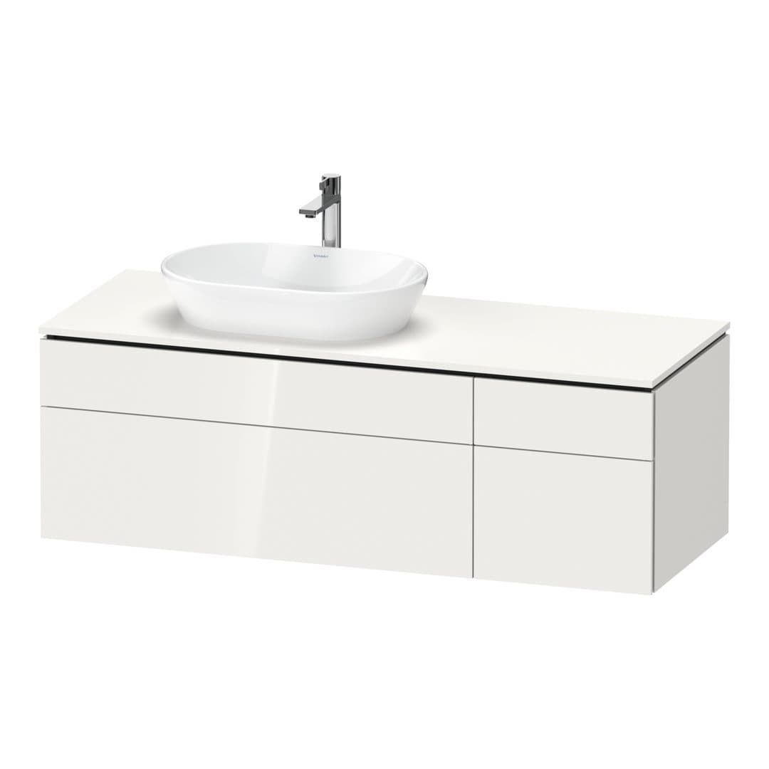 Duravit L-Cube – Έπιπλο Νιπτήρα – 1420 mm, για κονσόλα, 4 συρτάρια, νιπτήρας αριστερά – White High Gloss, Lacquer (LC4877085850000)