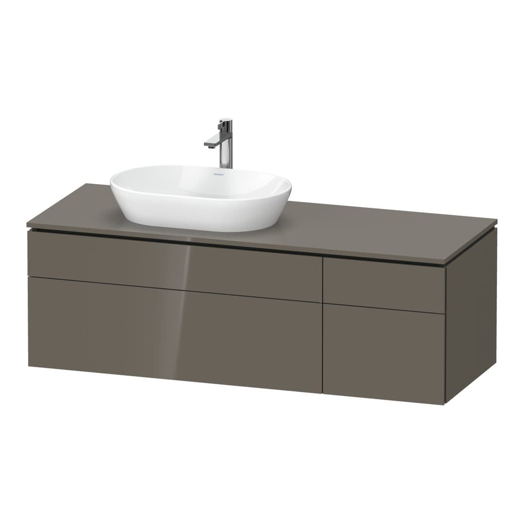 Duravit L-Cube – Έπιπλο Νιπτήρα – 1420 mm, για κονσόλα, 4 συρτάρια, νιπτήρας αριστερά – Flannel Grey High Gloss, Lacquer (LC4877089890000)