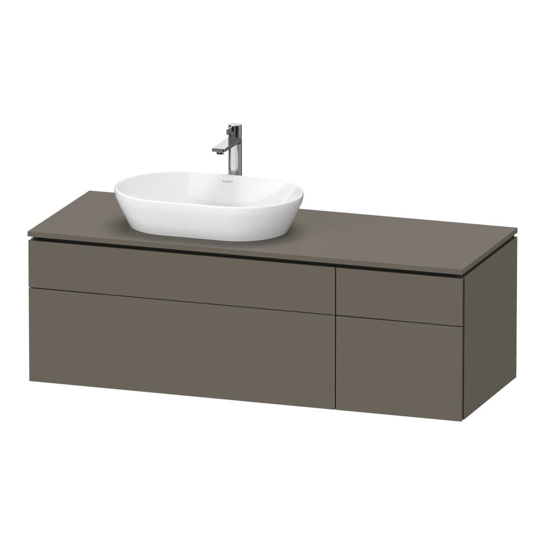Duravit L-Cube – Έπιπλο Νιπτήρα – 1420 mm, για κονσόλα, 4 συρτάρια, νιπτήρας αριστερά – Flannel Grey Satin Matt, Lacquer (LC4877090900000)