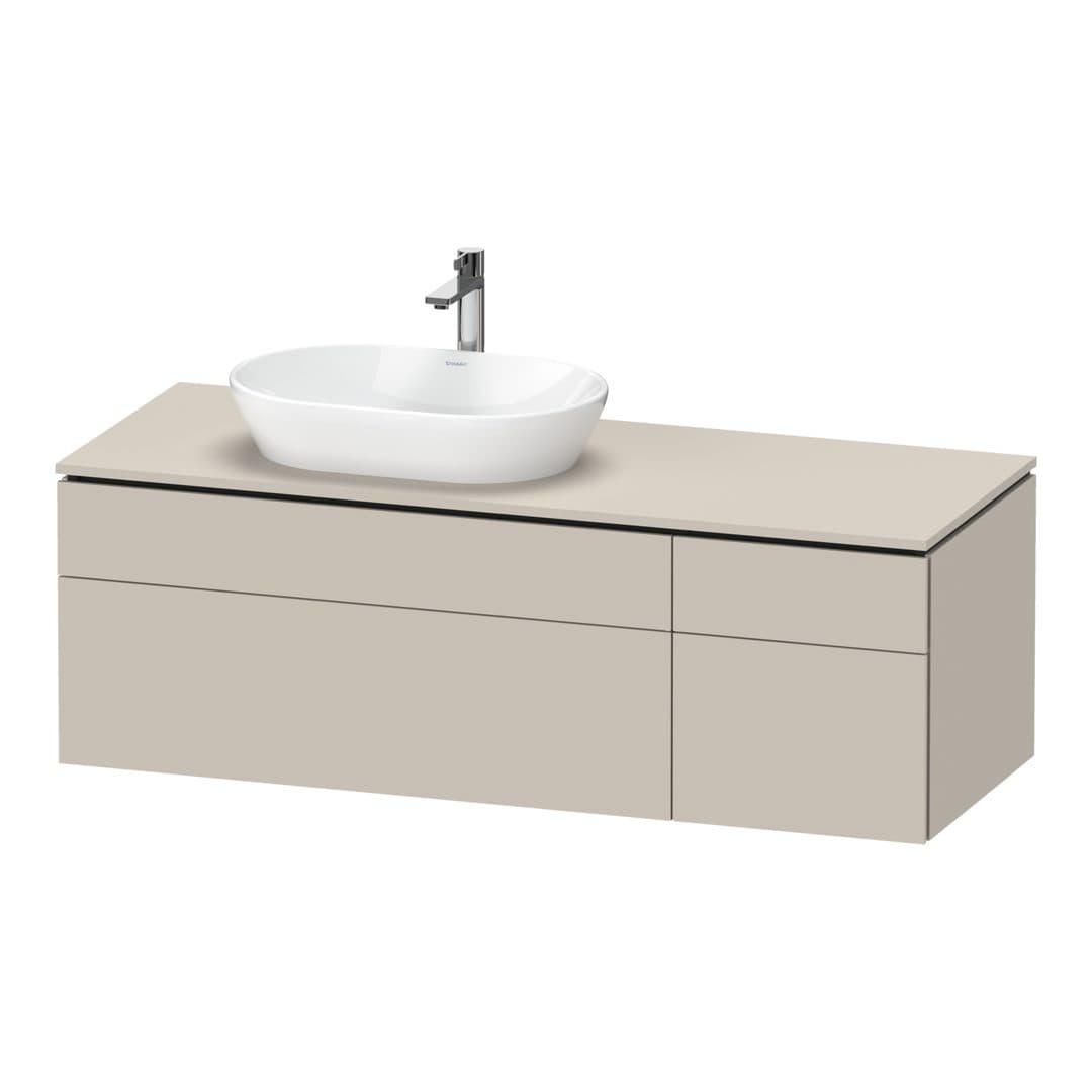 Duravit L-Cube – Έπιπλο Νιπτήρα – 1420 mm, για κονσόλα, 4 συρτάρια, νιπτήρας αριστερά – Taupe Matt, Decor (LC4877091910000)