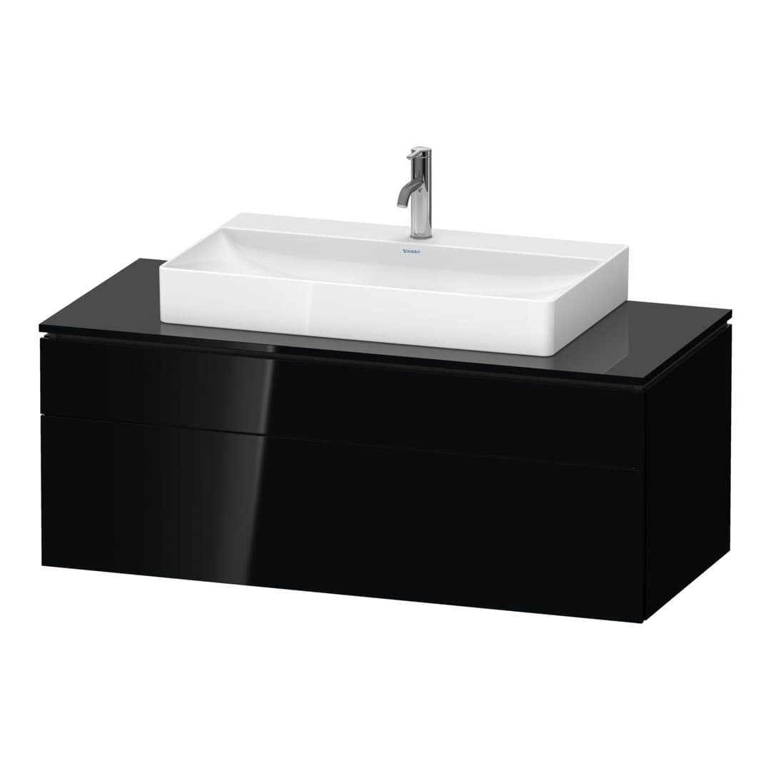 Duravit L-Cube – Έπιπλο Νιπτήρα – 1220 mm, για κονσόλα, 2 συρτάρια, νιπτήρας κέντρο – Black High Gloss, Lacquer (LC4882040400000)