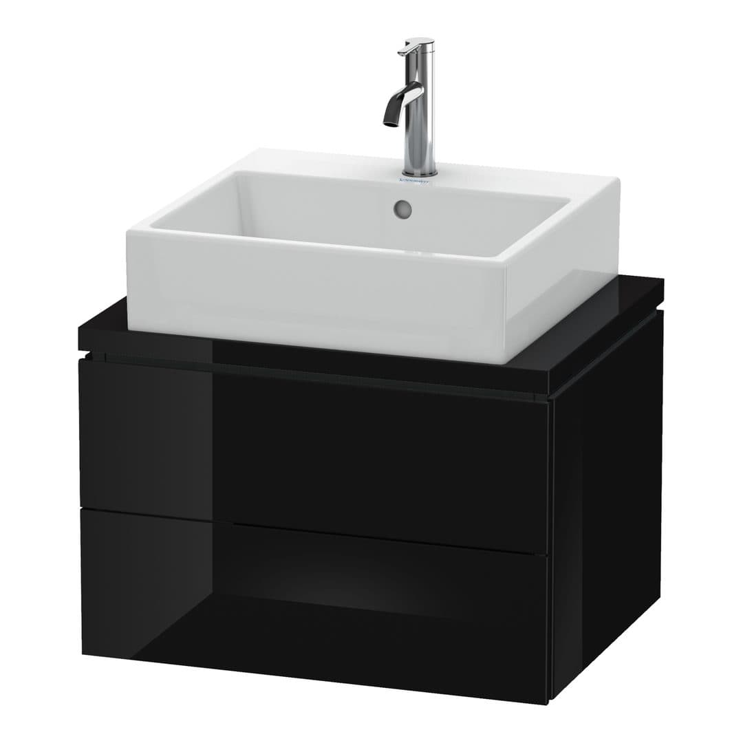 Duravit L-Cube – Έπιπλο Νιπτήρα – 620 mm, για κονσόλα, 2 συρτάρια, νιπτήρας κέντρο, Compact – Black High Gloss, Lacquer (LC580504040)