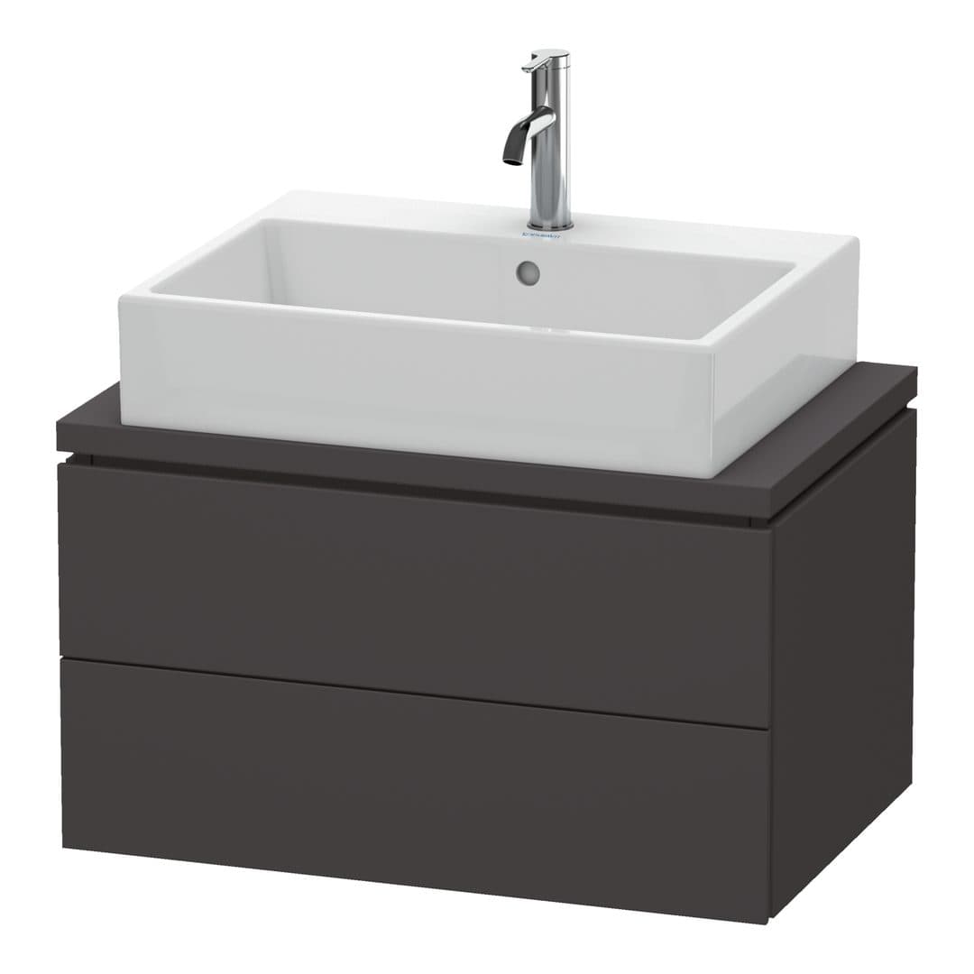 Duravit L-Cube – Έπιπλο Νιπτήρα – 720 mm, για κονσόλα, 2 συρτάρια, νιπτήρας κέντρο, Compact – Graphite Super Matt, Decor (LC580608080)