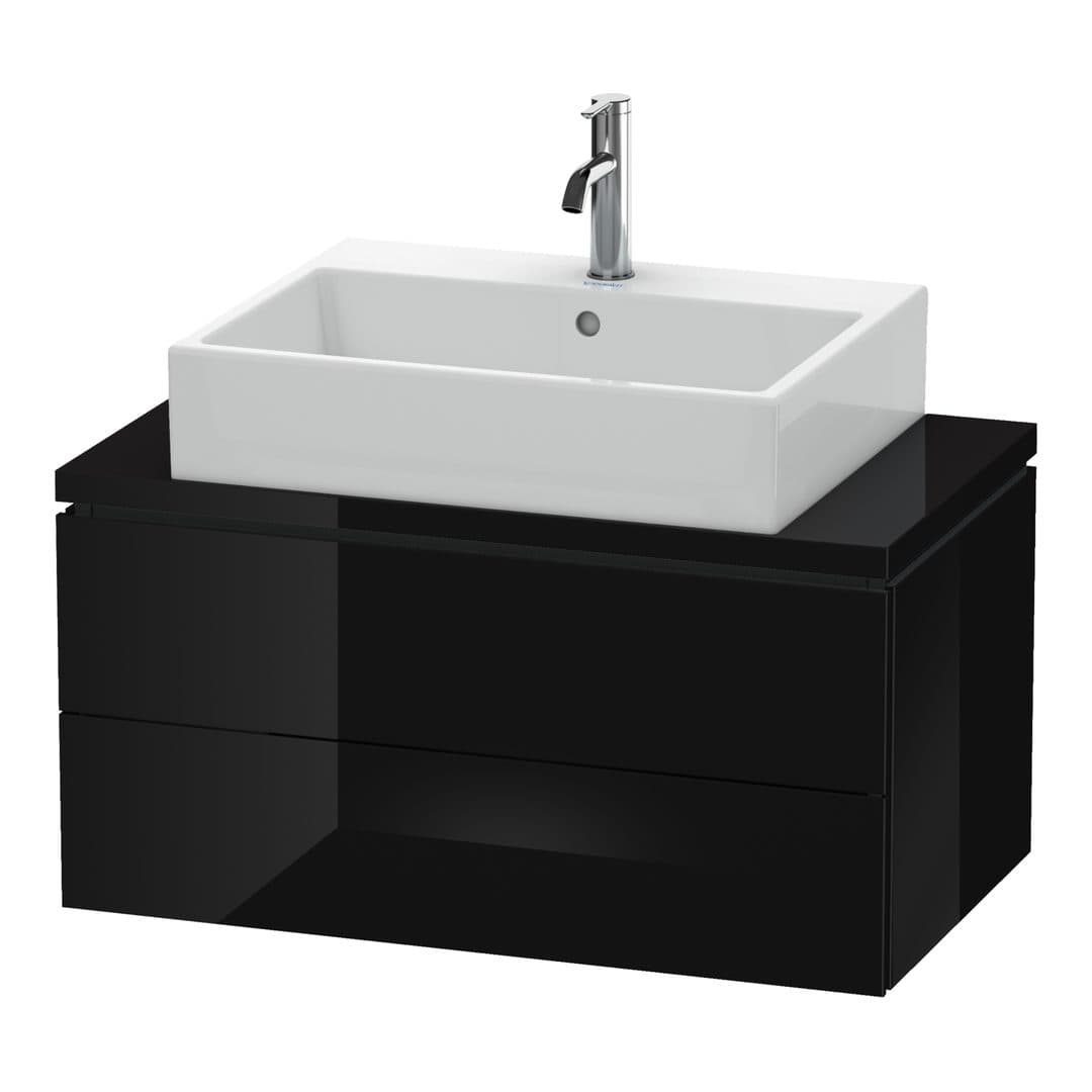 Duravit L-Cube – Έπιπλο Νιπτήρα – 820 mm, για κονσόλα, 2 συρτάρια, νιπτήρας κέντρο, Compact – Black High Gloss, Lacquer (LC580704040)