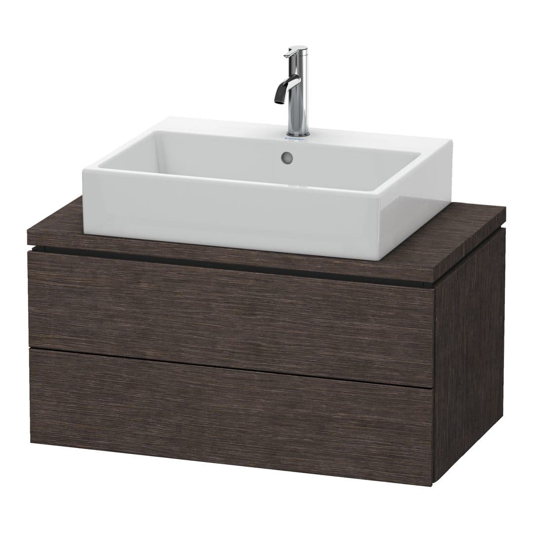 Duravit L-Cube – Έπιπλο Νιπτήρα – 820 mm, για κονσόλα, 2 συρτάρια, νιπτήρας κέντρο, Compact – Brushed dark oak Matt, Real wood veneer (LC580707272)