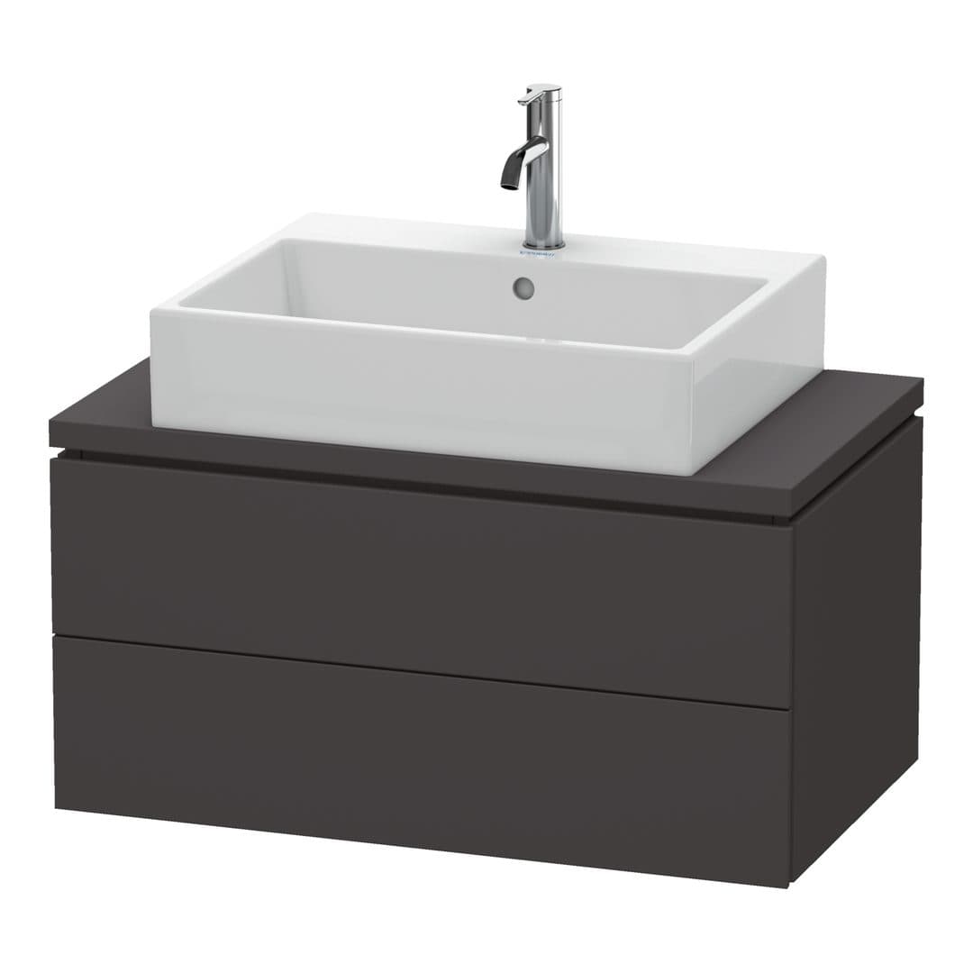 Duravit L-Cube – Έπιπλο Νιπτήρα – 820 mm, για κονσόλα, 2 συρτάρια, νιπτήρας κέντρο, Compact – Graphite Super Matt, Decor (LC580708080)