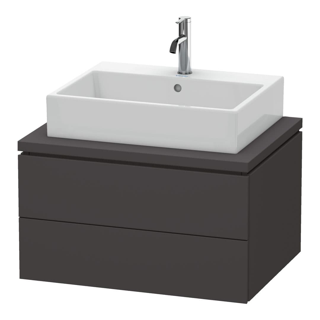 Duravit L-Cube – Έπιπλο Νιπτήρα – 720 mm, για κονσόλα, 2 συρτάρια, νιπτήρας κέντρο – Graphite Super Matt, Decor (LC581608080)