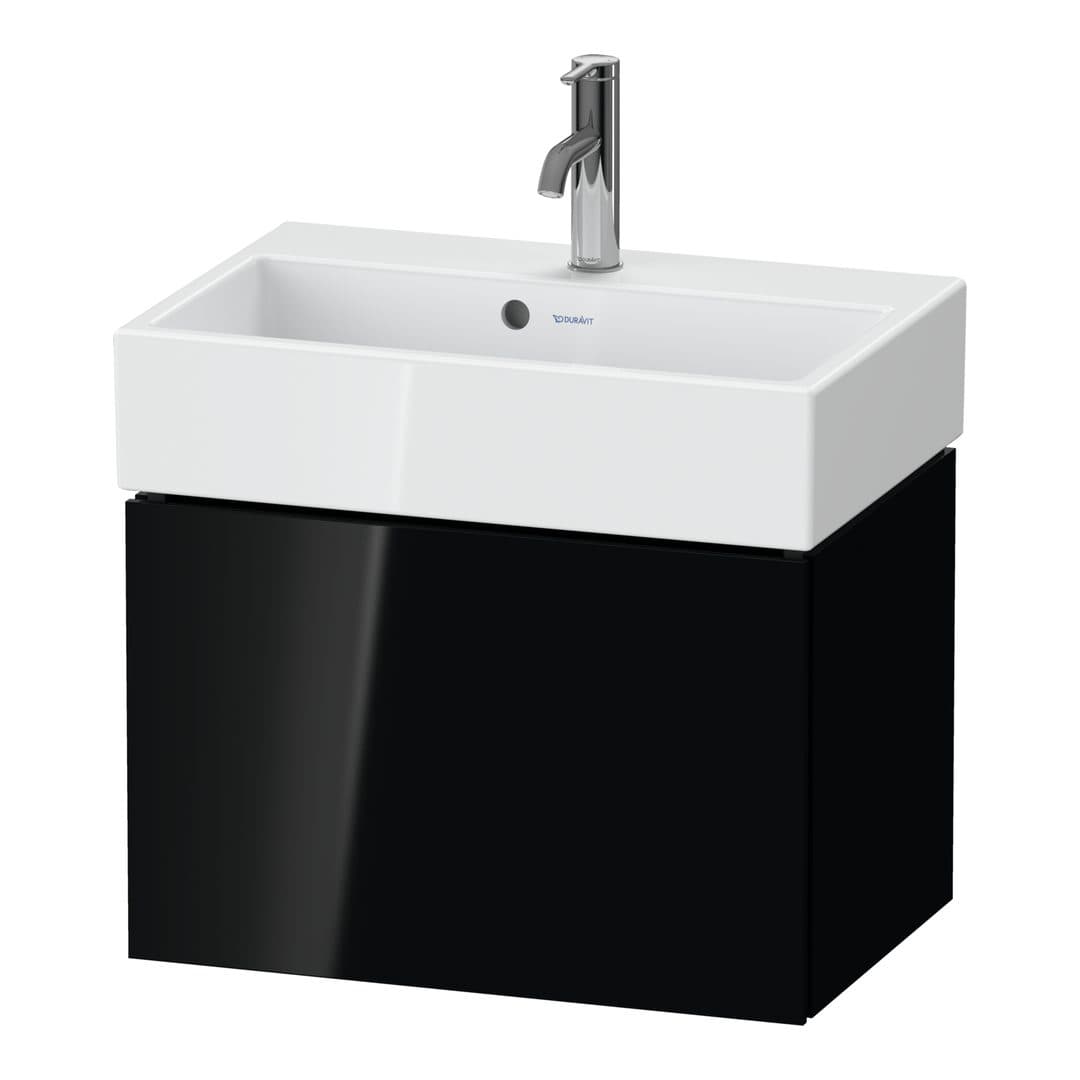 Duravit L-Cube – Έπιπλο Νιπτήρα – 584 mm, 1 συρτάρι, νιπτήρας κέντρο, Compact – Black High Gloss, Lacquer (LC611904040)